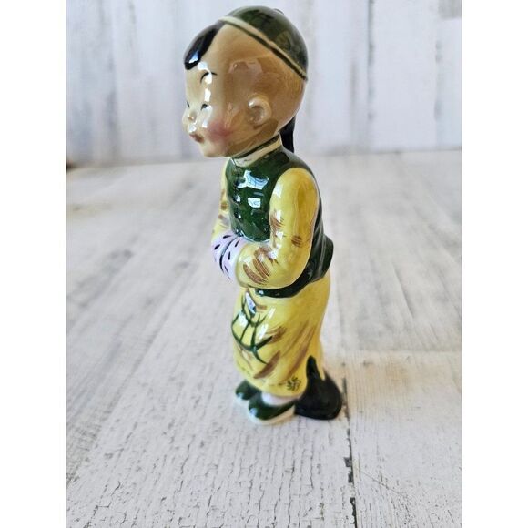 Gort wong li boy monk Buddha Chinese figurine statue vintage yellow bone china - Picture 2 of 9